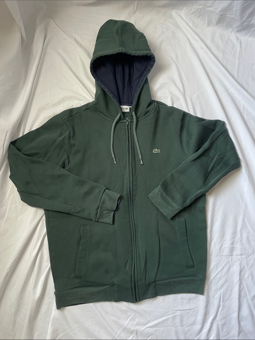 Lacoste Men's Forest Green Full-Zip Hooded Sweater
